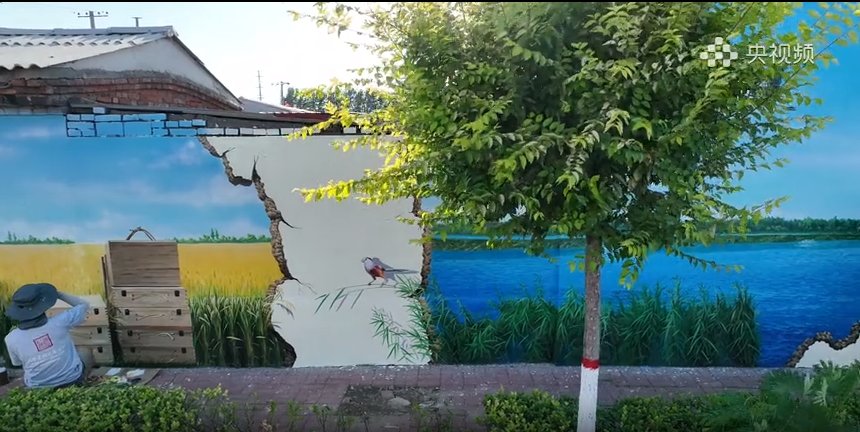 河北曹妃甸：立体墙绘描画乡村振兴新图景
